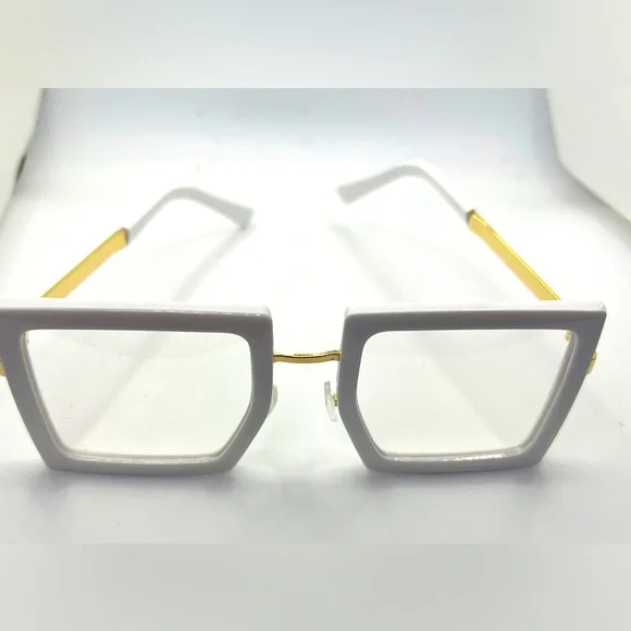 NEW Oversized White Fashion Square Clear Lens Women’s Glasses Frame Shades - Picture 2 of 9